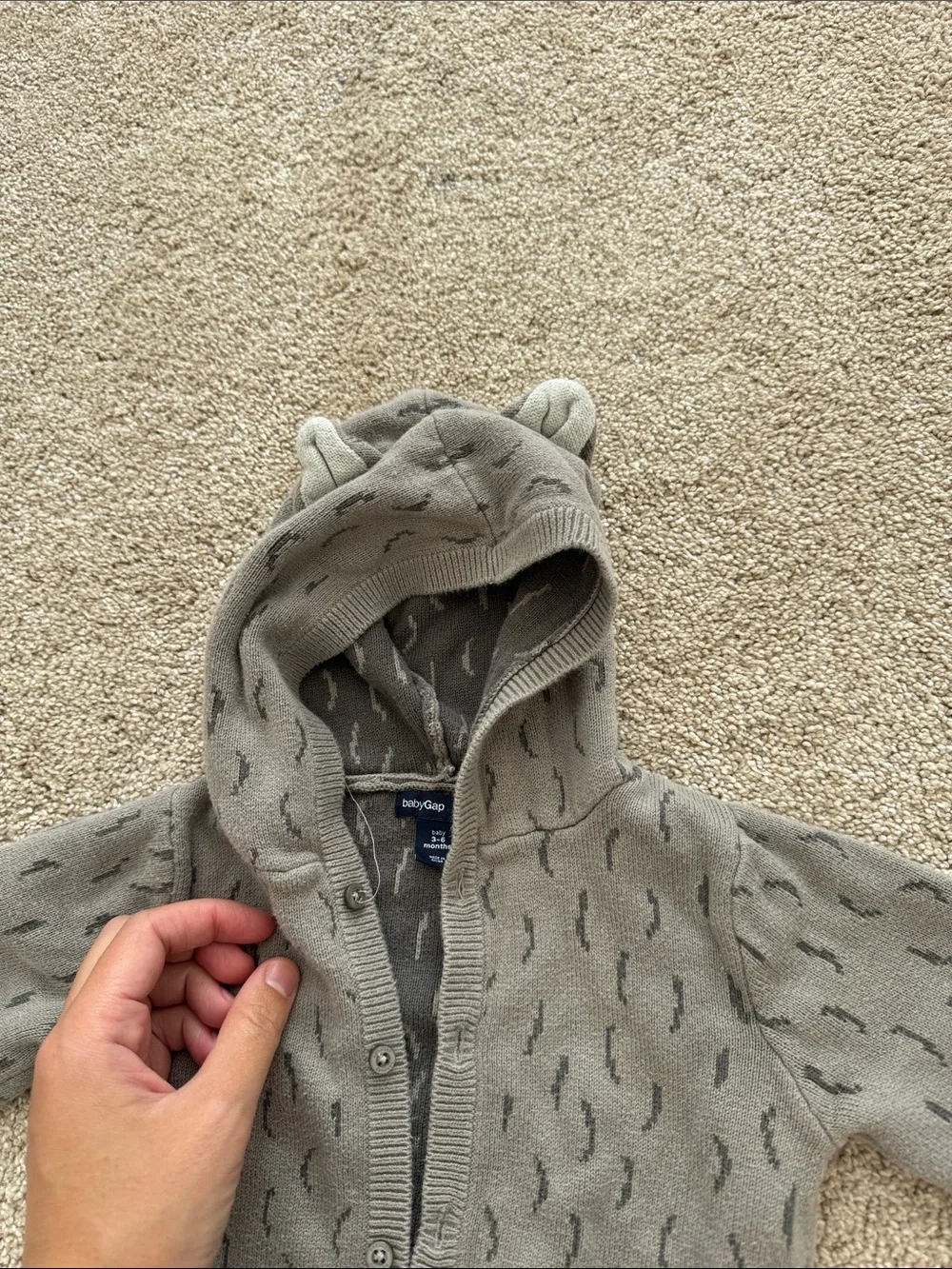 GAP Hooded Knit One-Piece in Taupe Gray